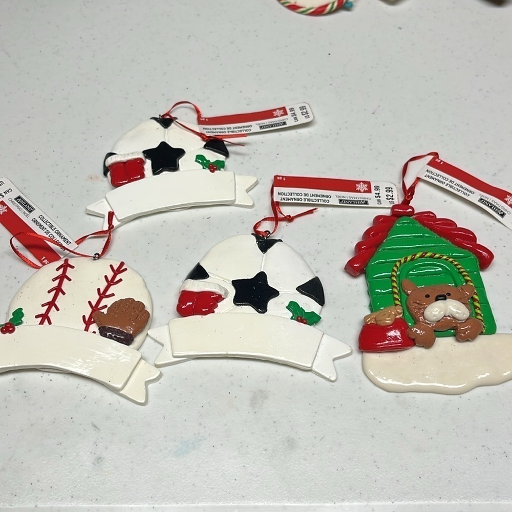 7/ Christmas Ornaments Soccer , Baseball - Picture 3 of 5